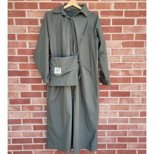 Travel Smith Long Trench Rain Jacket Hooded Women's Size Medium Green